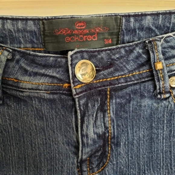 Ecko Red Women’s Jeans Low Rise Straight Stone Embroidered Pockets 3/4 - Picture 4 of 12